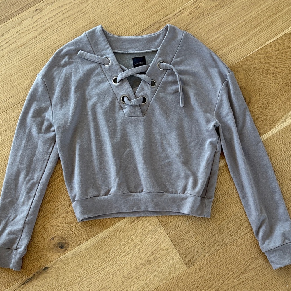 Twenty Gray Lace-Up Sweatshirt